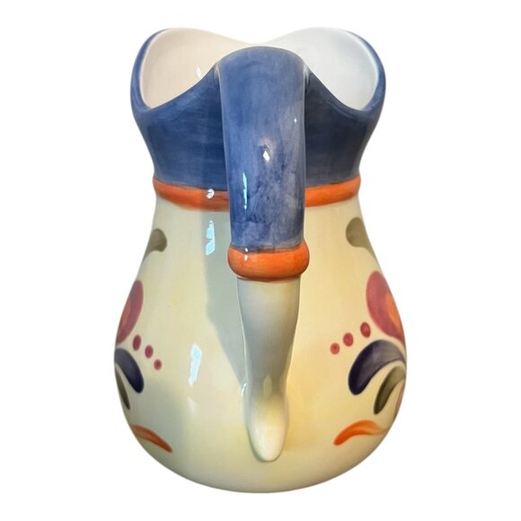 Jim Shore Heartwood Creek 2002 Hand-Painted Ceramic Pitcher Floral & Heart, 7" T - Picture 4 of 7